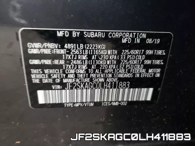 JF2SKAGC0LH411883 фото 2