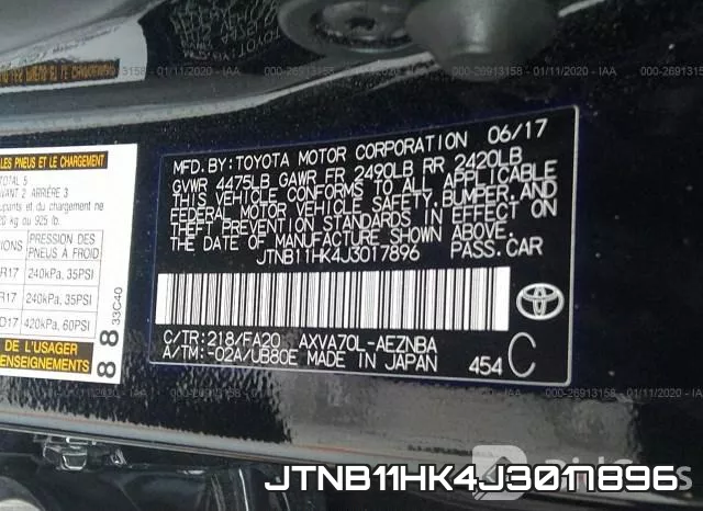JTNB11HK4J3017896 фото 10