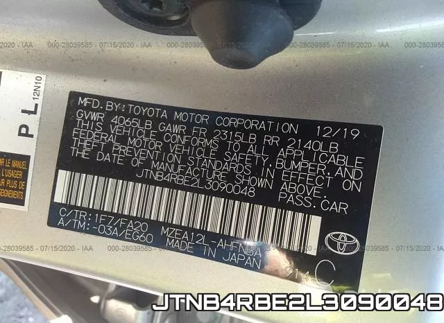 JTNB4RBE2L3090048 фото 10
