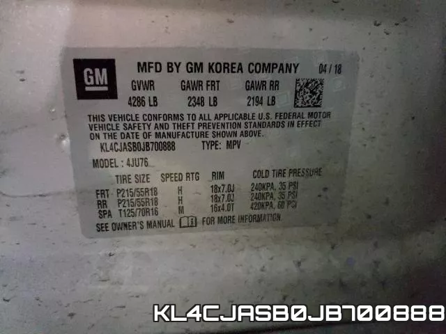 KL4CJASB0JB700888 фото 2