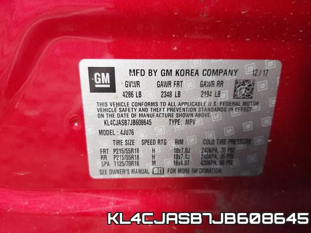 KL4CJASB7JB608645 фото 2