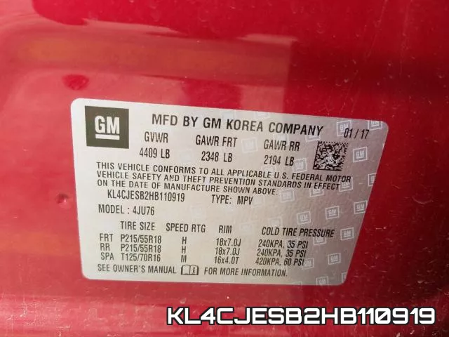 KL4CJESB2HB110919 фото 2