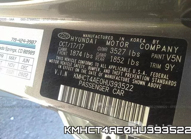 KMHCT4AE0HU393522 фото 10