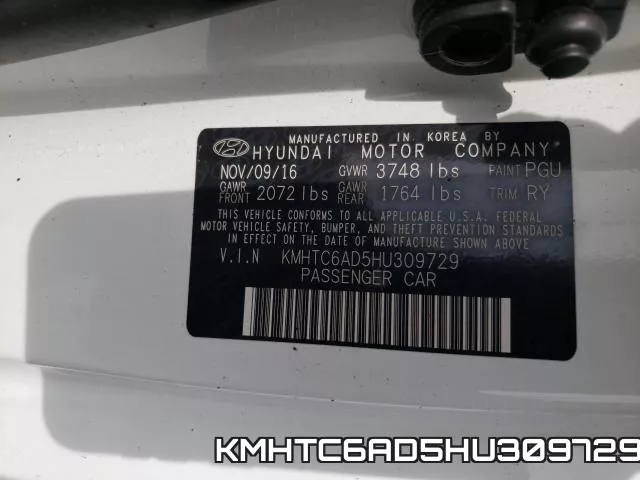 KMHTC6AD5HU309729 фото 2