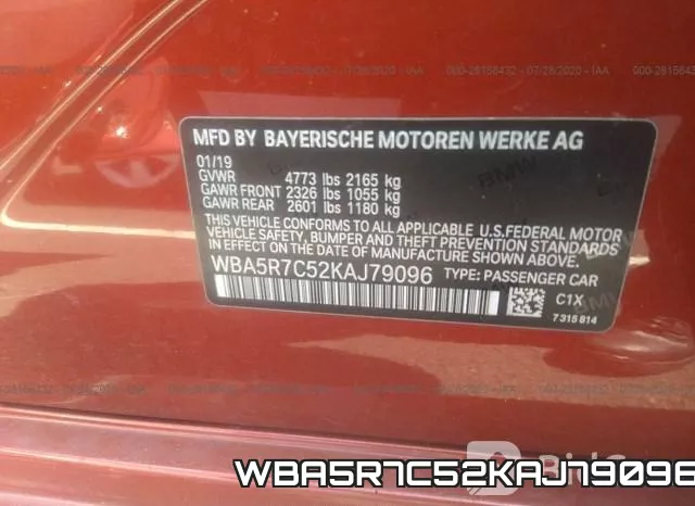 WBA5R7C52KAJ79096 фото 10