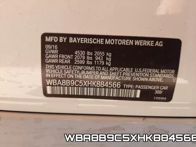 WBA8B9C5XHK884566 фото 2