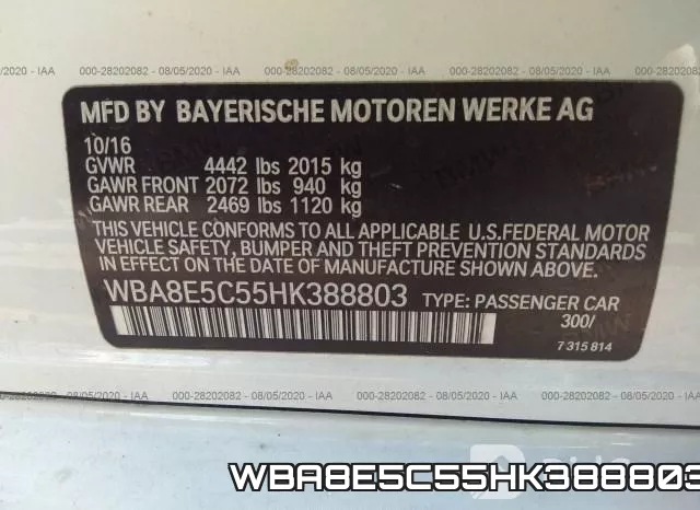 WBA8E5C55HK388803 фото 10