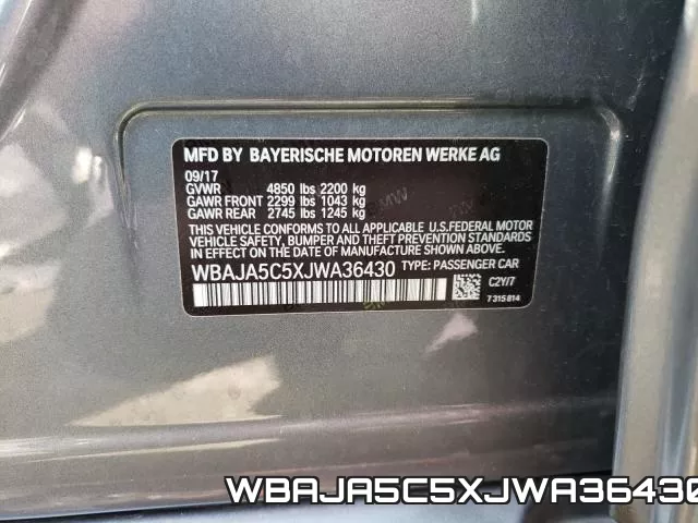 WBAJA5C5XJWA36430 фото 2