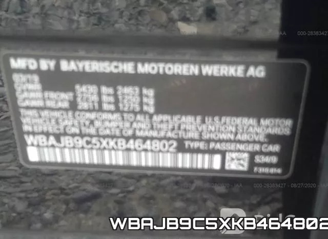 WBAJB9C5XKB464802 фото 10