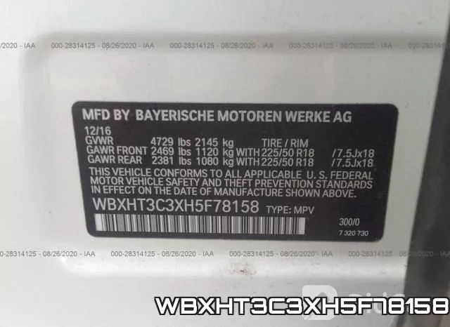 WBXHT3C3XH5F78158 фото 10