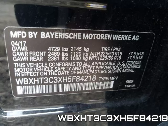 WBXHT3C3XH5F84218 фото 2