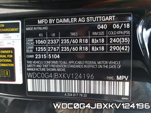 WDC0G4JBXKV124196 фото 2