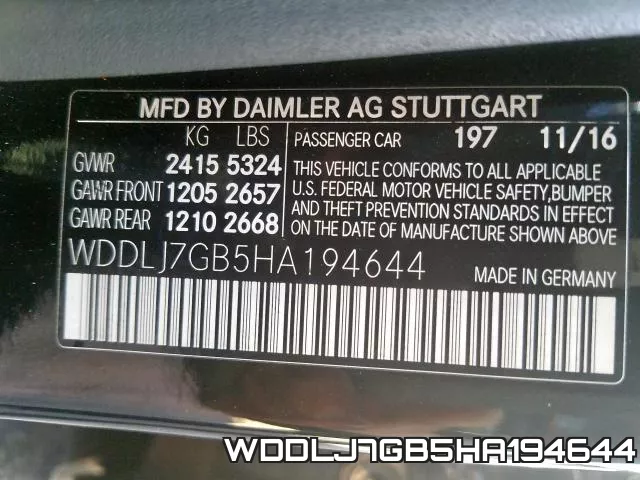 WDDLJ7GB5HA194644 фото 2