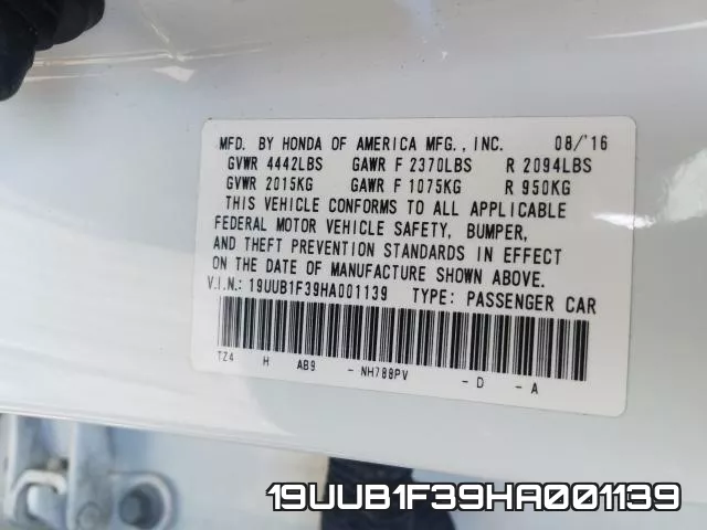 19UUB1F39HA001139 фото 2