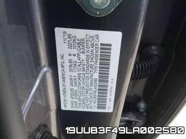19UUB3F49LA002580 фото 2