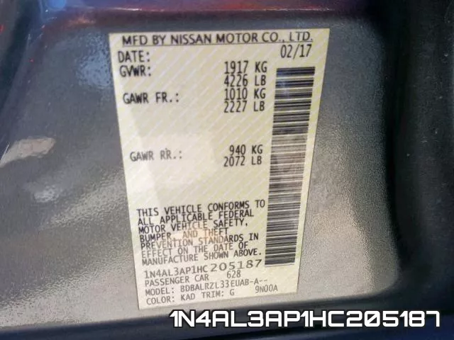 1N4AL3AP1HC205187 фото 2