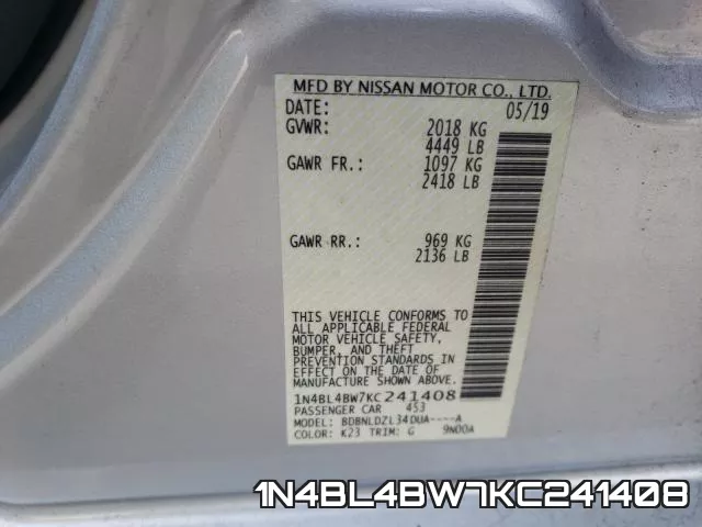 1N4BL4BW7KC241408 фото 2