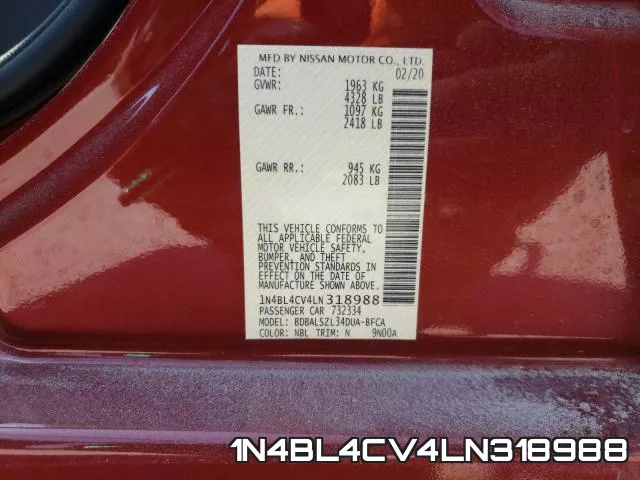 1N4BL4CV4LN318988 фото 2
