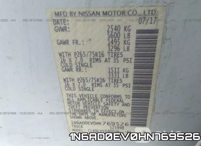 1N6AD0EV0HN769526 фото 10