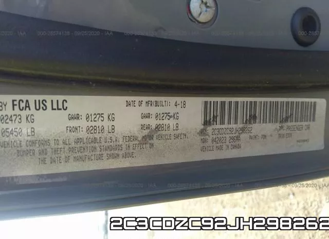 2C3CDZC92JH298262 фото 10