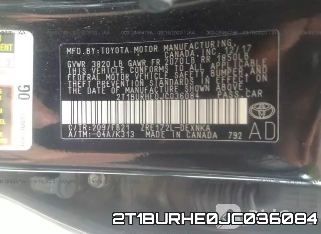 2T1BURHE0JC036084 фото 10