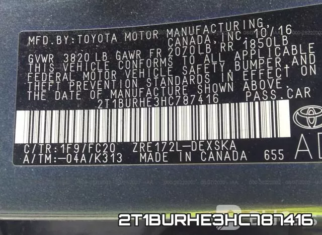 2T1BURHE3HC787416 фото 10