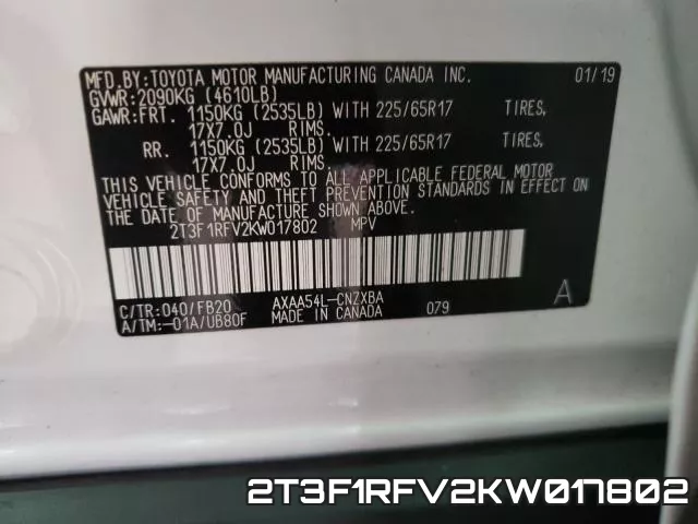 2T3F1RFV2KW017802 фото 2