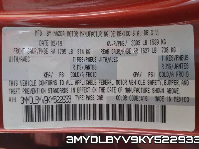 3MYDLBYV9KY522933 фото 2