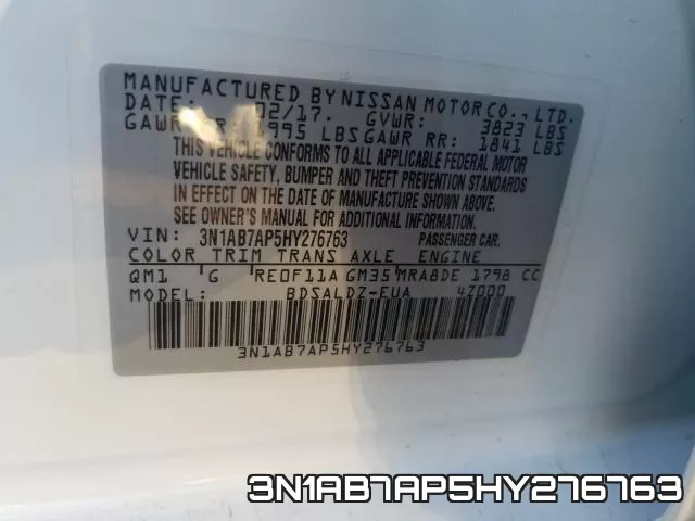 3N1AB7AP5HY276763 фото 2