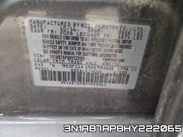 3N1AB7AP8HY222065 фото 2