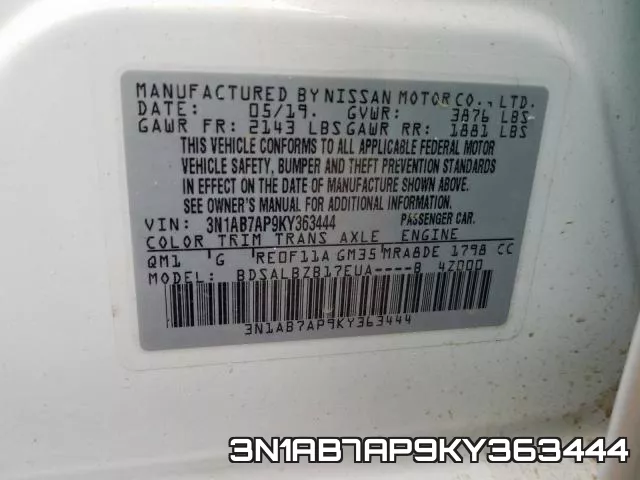 3N1AB7AP9KY363444 фото 2