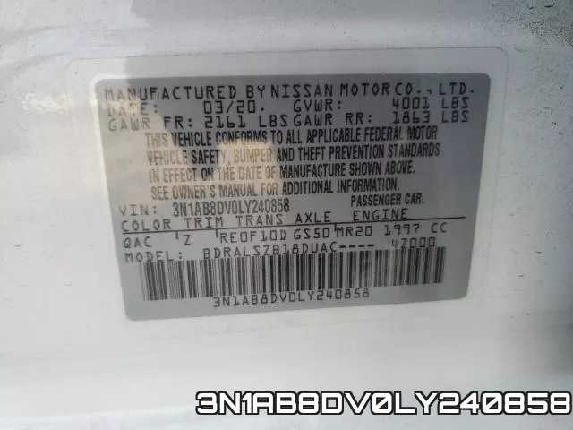 3N1AB8DV0LY240858 фото 2