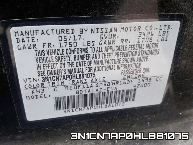 3N1CN7AP0HL881075 фото 2
