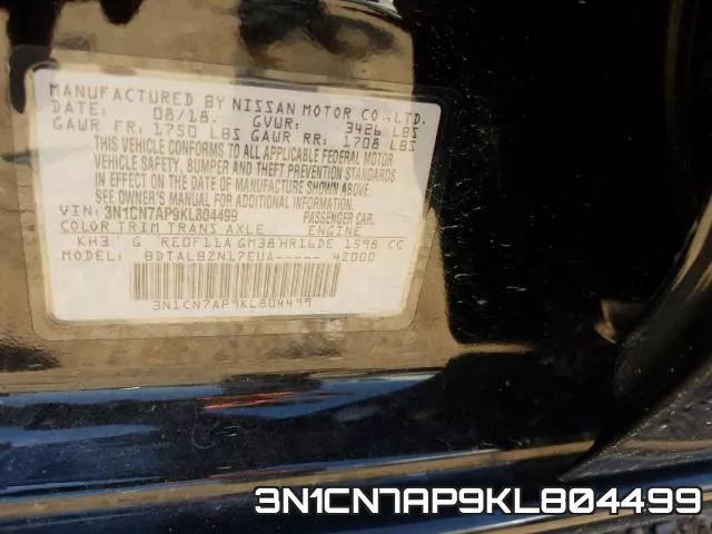 3N1CN7AP9KL804499 фото 2