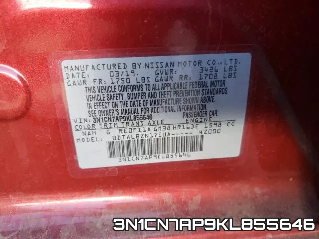 3N1CN7AP9KL855646 фото 2