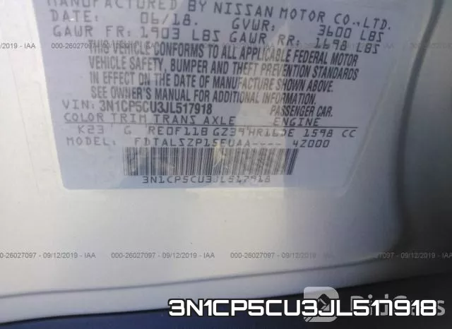 3N1CP5CU3JL517918 фото 10