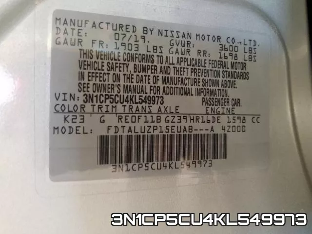 3N1CP5CU4KL549973 фото 2