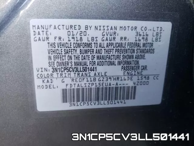 3N1CP5CV3LL501441 фото 2