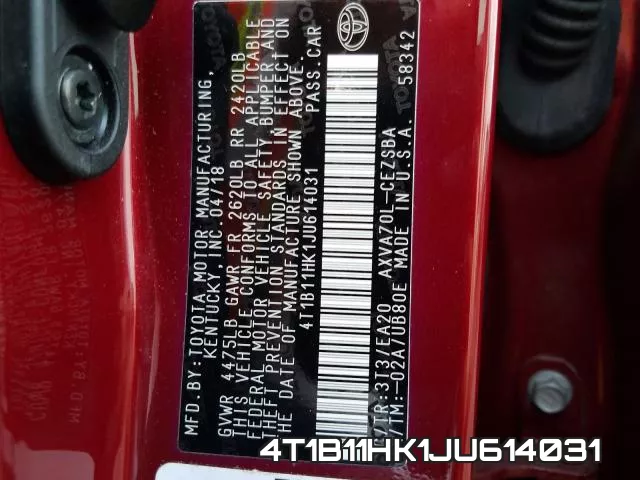 4T1B11HK1JU614031 фото 2