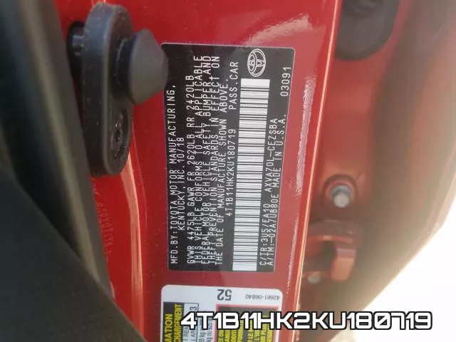4T1B11HK2KU180719 фото 2
