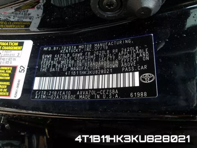 4T1B11HK3KU828021 фото 2