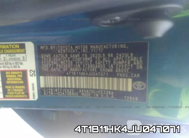 4T1B11HK4JU047071 фото 10