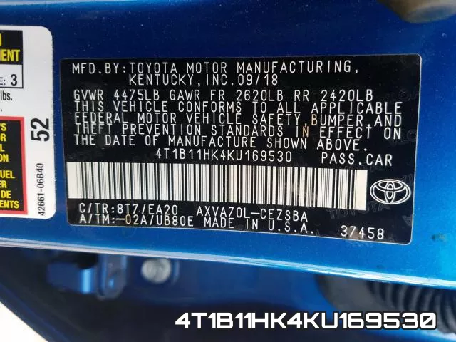 4T1B11HK4KU169530 фото 2