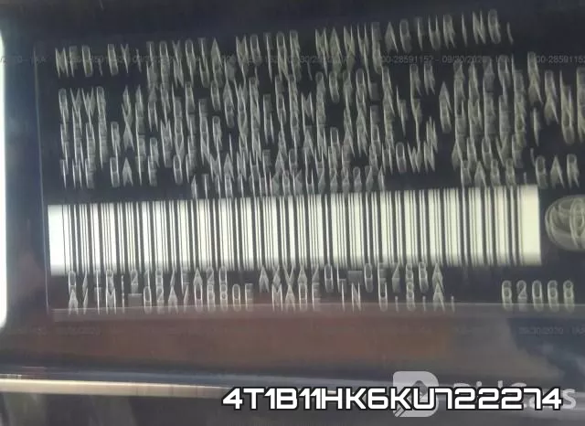 4T1B11HK6KU722274 фото 10