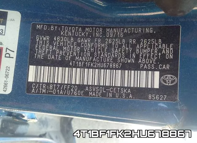 4T1BF1FK2HU678867 фото 10
