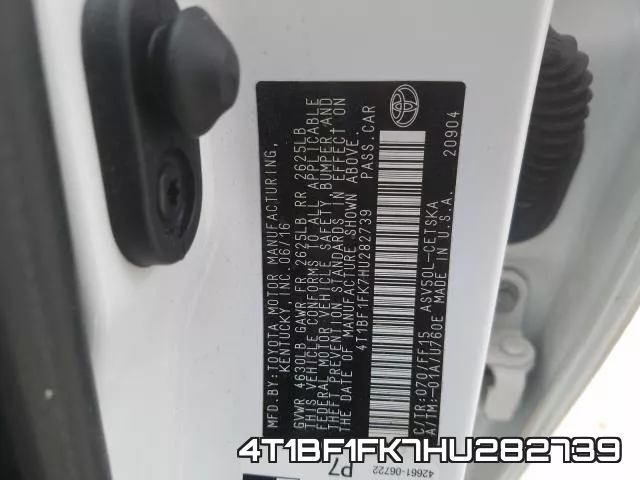 4T1BF1FK7HU282739 фото 2
