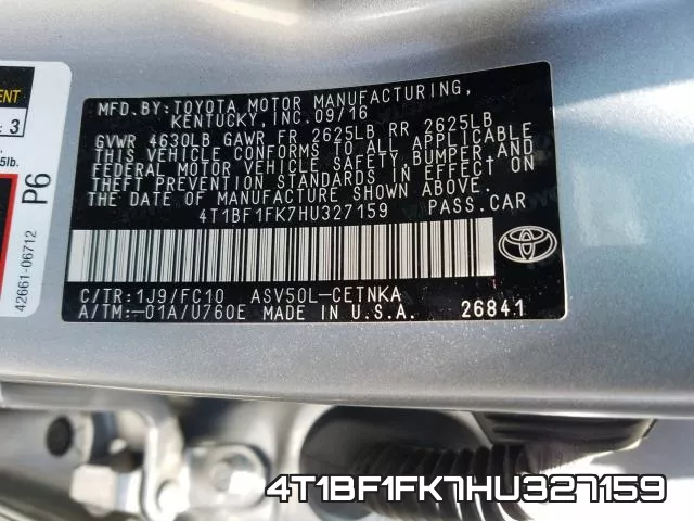 4T1BF1FK7HU327159 фото 2