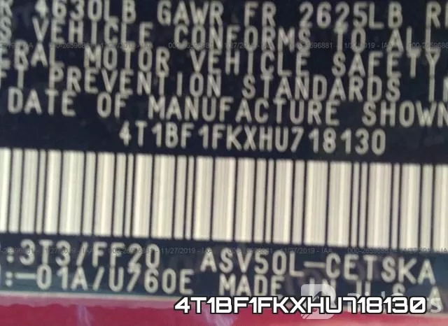 4T1BF1FKXHU718130 фото 10