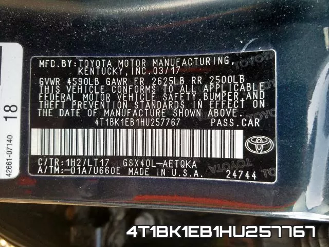 4T1BK1EB1HU257767 фото 2