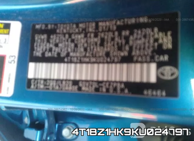 4T1BZ1HK9KU024797 фото 10